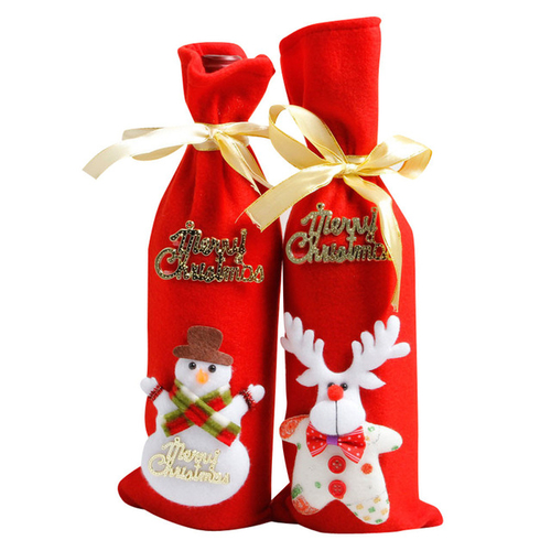 Christmas Wine Set Bottle Cover Bags Decoration