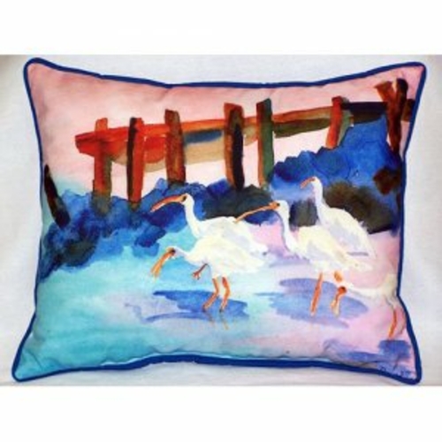 Betsy Drake ZP173 White Ibises Indoor & Outdoor Throw Pillow- 20 x 24 