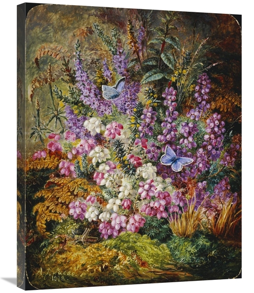 Global Gallery GCS-266790-30-142 30 in. Blue Butterflies & Wildflowers