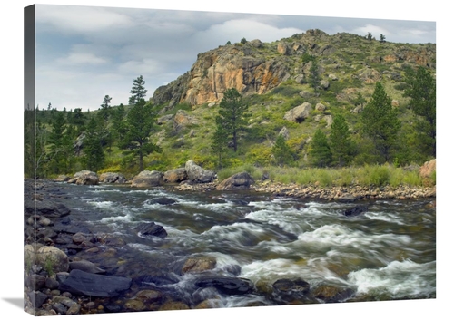 Global Gallery GCS-396461-2432-142 24 x 32 in. Rapids with Cliffs Abov