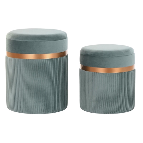 Footrest DKD Home Decor Polyester MDF Green (39 x 39 x 49 cm)