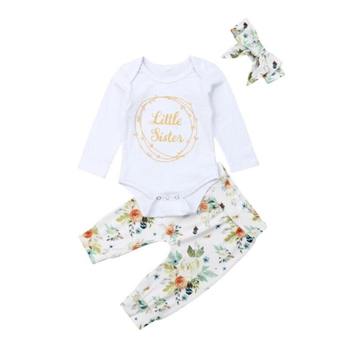 Newborn Baby Girls Little Sister Romper Floral