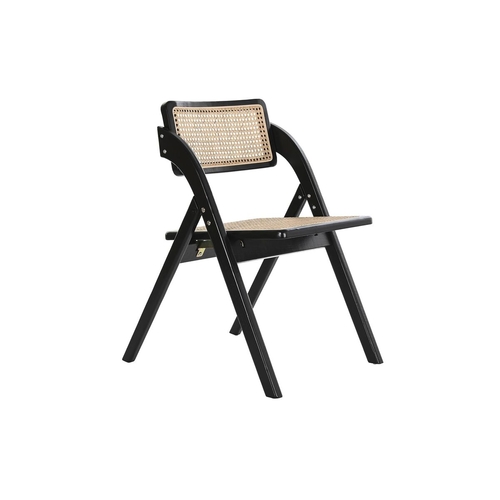 Folding Chair DKD Home Decor Black Natural Rattan Elm wood 53 x 60 x