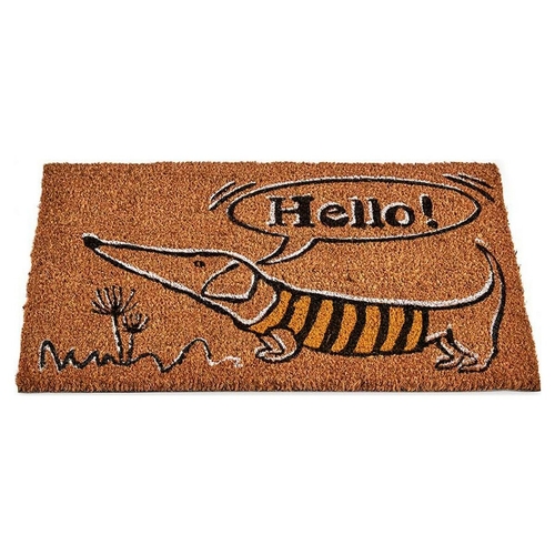 Doormat Dog Natural Black Yellow 40 x 1,5 x 60 cm Coconut Fibre