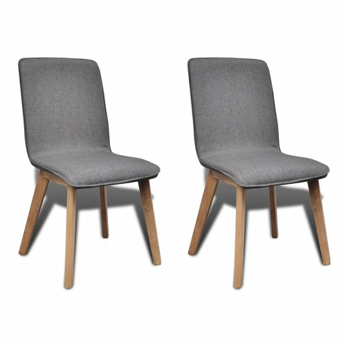 Dining Chairs 6 pcs Dark Gray Fabric and Solid Oak Wood