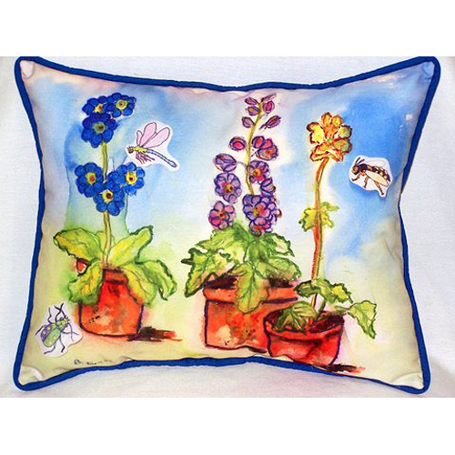 Betsy Drake HJ426 Potted Flowers Large Indoor & Outdoor Pillow 16 x 20