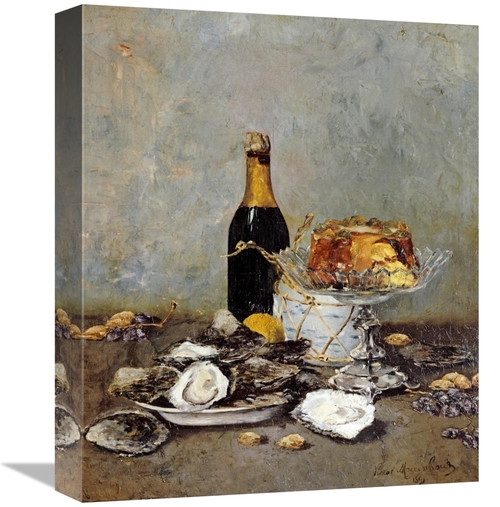 Global Gallery GCS-266907-16-142 16 in. Oysters, Cake & a Bottle o