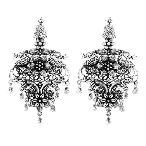 CE Ethnics Fashion Jewellery Silver Metallic Peacock & Flower