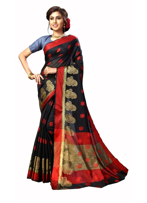 Generic Women's dhupain Saree (Black, 5-6 Mtrs)