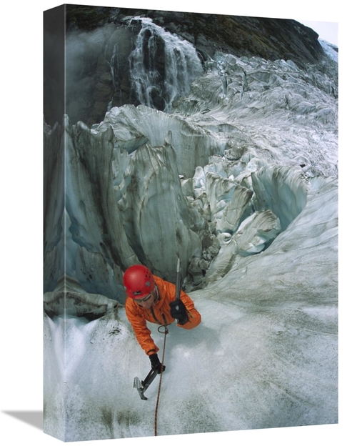 12 x 18 in. Ice Climber on Steep Ice in Fox Glacier Crevasse Near VIct