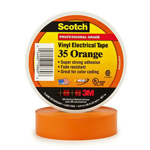 3M 10869-DL-5 0.75 in. x 66 ft. Vinyl Electrical Tape  Orange Scotch P