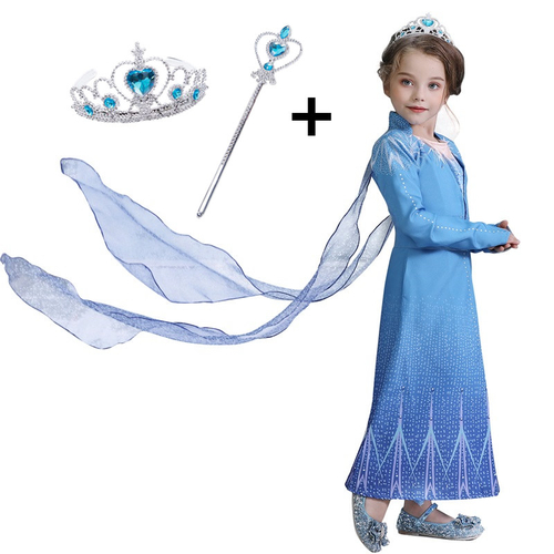 Long Sleeves Anna Elsa Cosplay Costume For