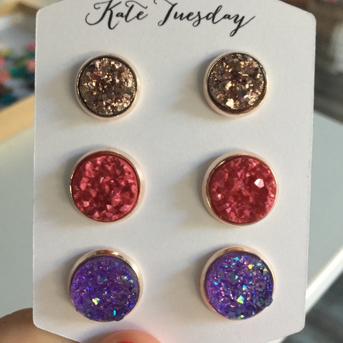 Cherry Delicious Set of 12mm Druzy Earrings