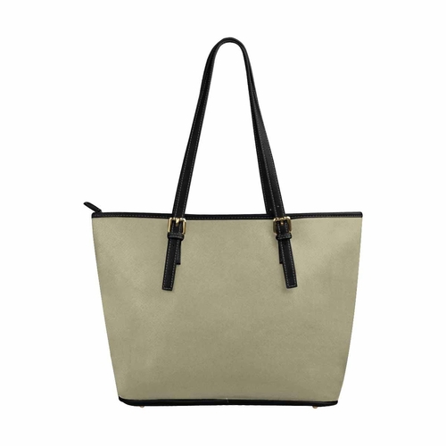 Large Leather Tote Shoulder Bag - Dark Sage Green