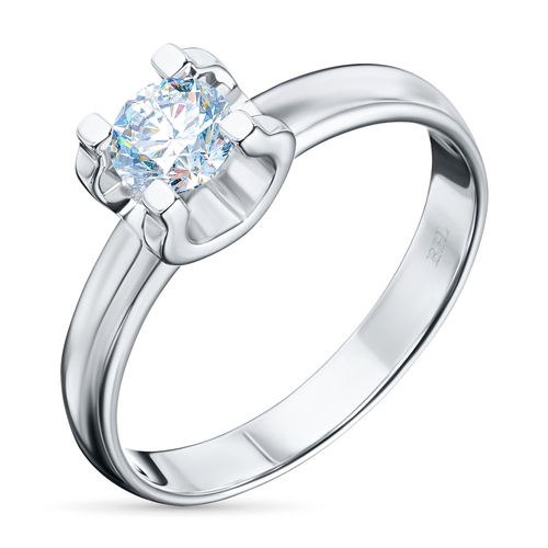 14K White Gold Ring with 1 Round-Cut Lab-Created Diamond 1.1 CT.TW