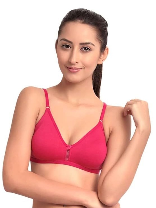 Full Coverage Women Non Padded Wired Free Bra, Magenta Cup Size-B