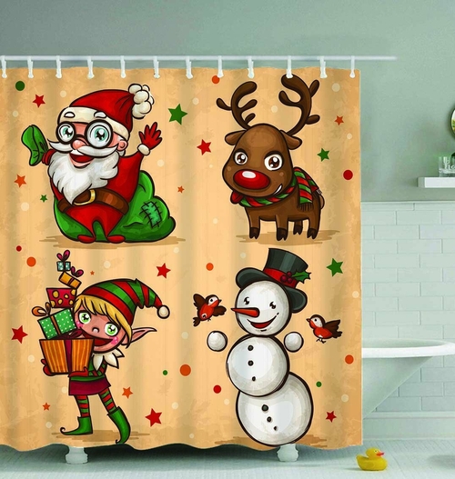 Christmas Characters Painting Shower Curtain