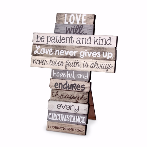 Lighthouse Christian Products 196581 Desktop Cross-Stacked Wood Love N