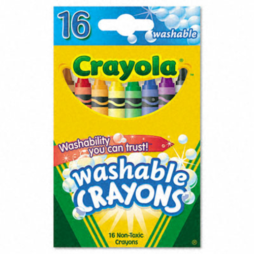 Crayola. 526916 Washable Crayons  Regular  8 Colors  16/Box