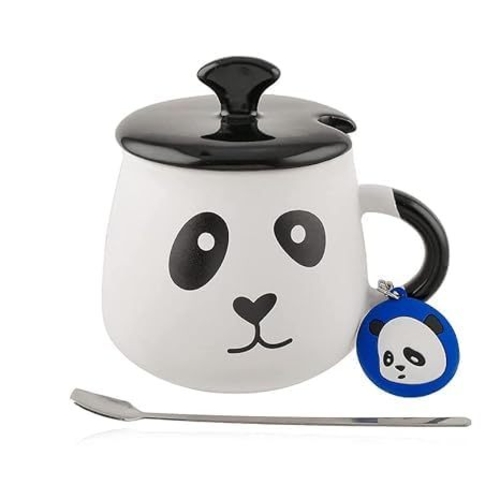 Ceramic Panda Printed Mug with LID With keychain (Size-450ML)
