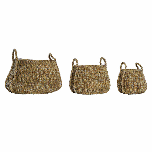 Basket set DKD Home Decor Brown Fibre (3 pcs) (45 x 45 x 30 cm)
