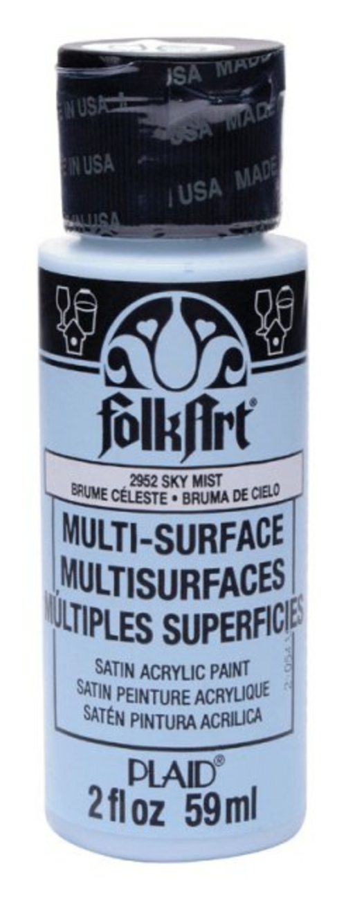 Plaid 2952 2 oz Multi-Surface Satin Acrylic Paint  Sky Mist- pack of 3