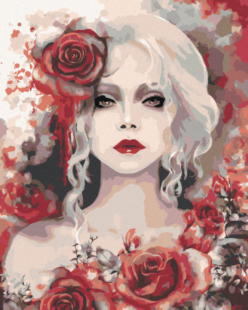 Paint by Numbers - WOMAN WITH RED ROSES