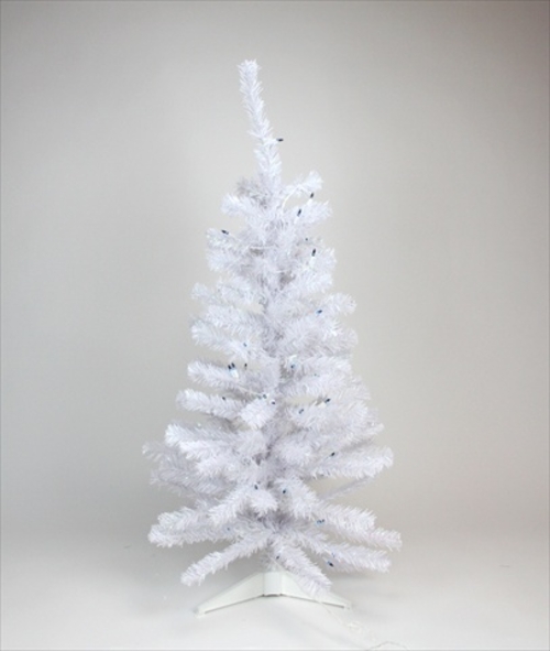 NorthLight 2 ft. x 17 in. White Iridescent Pine Tree 64 Tips 35 Blue L