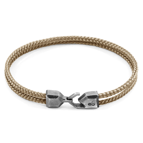 Sand Brown Cromer Silver and Rope Bracelet