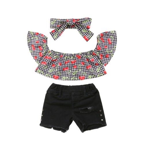 Baby Kids Girl Clothes Set Strapless Cherry