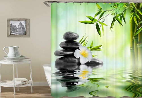 Plumeria And Bamboo Spa Shower Curtain