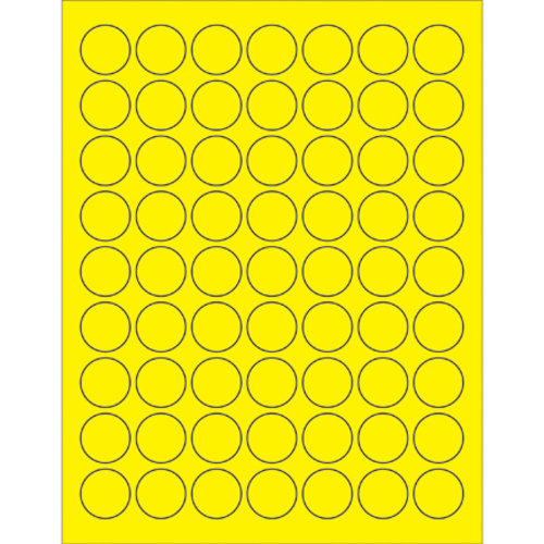 Box Partners LL191YE 1 in. Fluorescent Yellow Circle Laser Labels - Pa