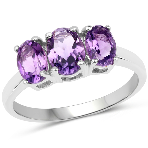 1.66 Carat Genuine Amethyst .925 Sterling Silver Ring