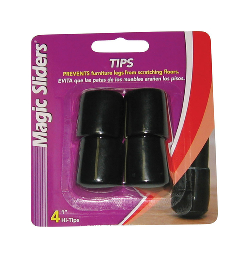 Magic Sliders 5955489 Vinyl Round Leg Tip, Black - 1 in. - Pack of