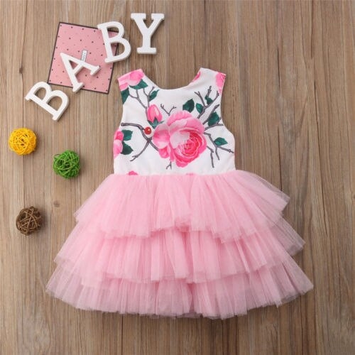 Newborn Kids Baby Girls Flower Tulle Sleeveless