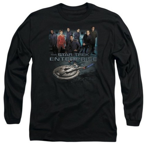 Trevco Star Trek-Enterprise Crew - Long Sleeve Adult 18-1 Tee - Black-