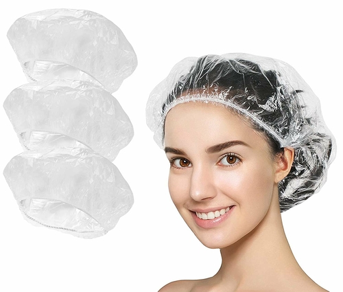 Clear Shower Caps Pack of 200 Waterproof Bath Hat Processing Hair