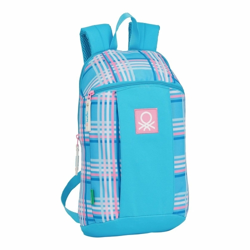 Casual Backpack Benetton Tartan Blue Multicolour (22 x 39 x 10 cm)