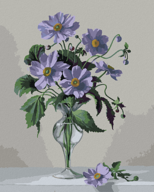 Paint by Numbers - STILL LIFE ANEMONE IN A GLASS VASE (PIETER
