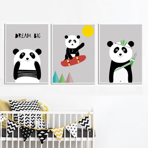 Panda Family Dad Mom Baby Dream Big Wall