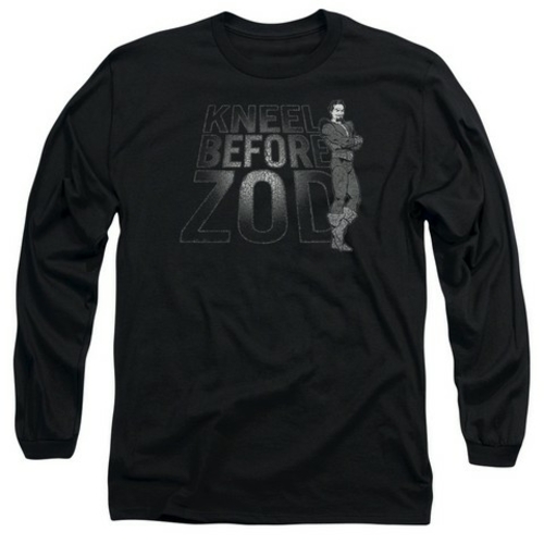 Trevco Dc-Kneel Zod - Long Sleeve Adult 18-1 Tee - Black- Extra Large