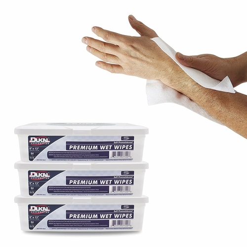 Dukal Wet Wipes. Case of 576 Pre-moistened Wipes in Soft Packs.