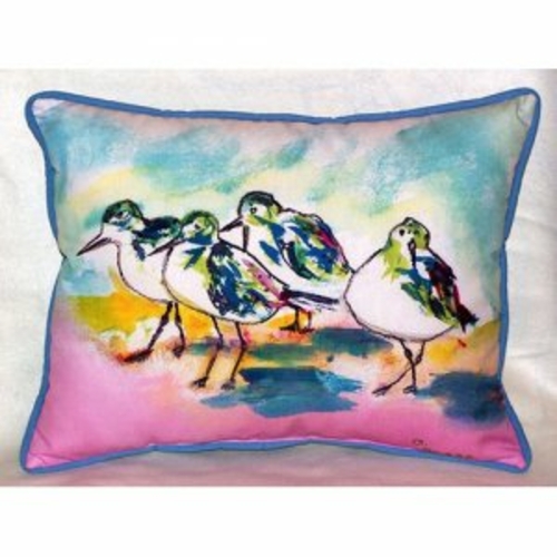 Betsy Drake ZP953 Pink Sanderlings Indoor & Outdoor Throw Pillow- 20 x