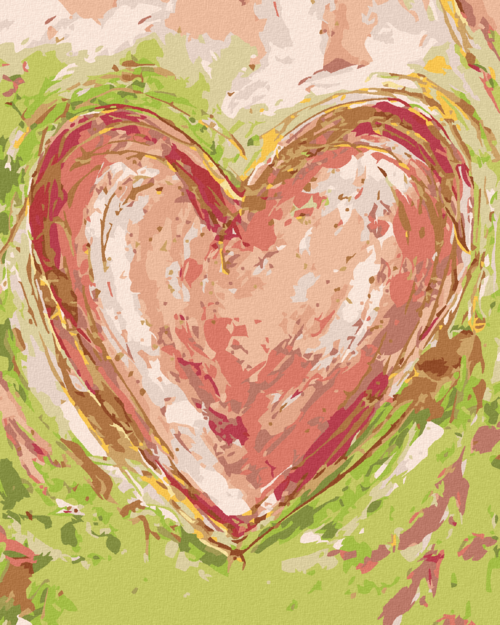 Paint by Numbers - RED HEART ON GREEN BACKGROUND III (HALEY BUSH)