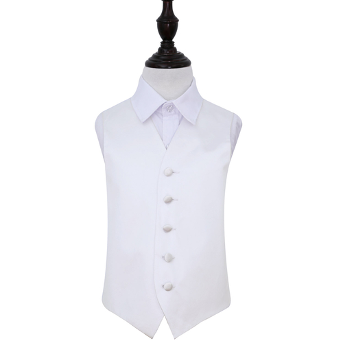 Plain Satin Waistcoat - Boys - White, 26'