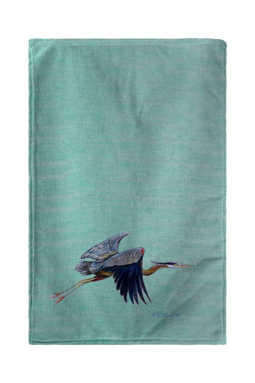 Betsy Drake KT327C Aqua Eddies Blue Heron Kitchen Towel
