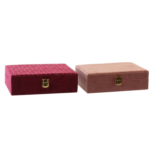 Jewelry box DKD Home Decor Purple Pink Golden Wood 24 x 16 x 7 cm (2