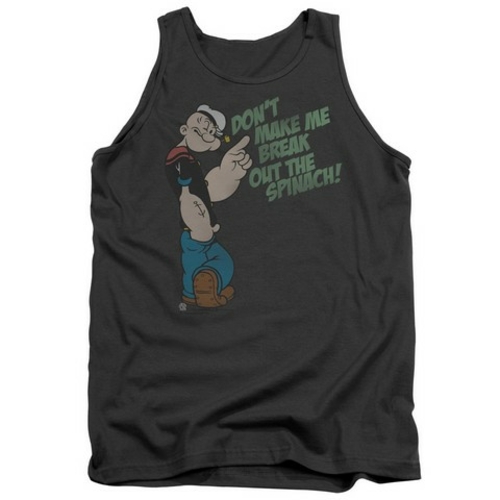 Popeye-Break Out Spinach Adult Tank Top, Charcoal - 2X