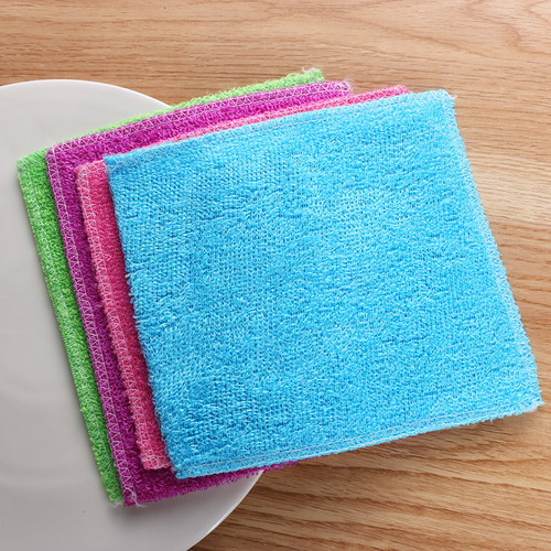 1/5PCS 18*16cm Anti grease Dish Cloth Bamboo Fiber