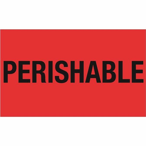 Tape Logic DL1328 3 x 5 in. - Perishable Fluorescent Red Labels - Roll